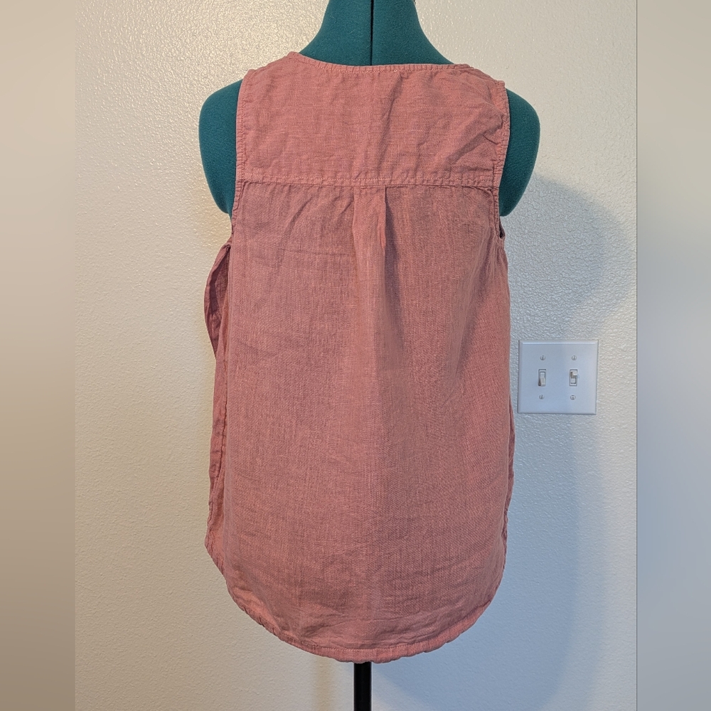 Sigrid Olsen Pink Linen Sleeveless Top - Medium - Picture 2 of 5